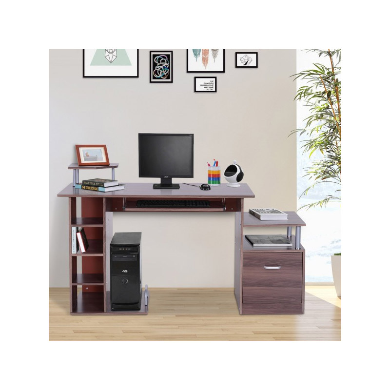 Ξύλινο Γραφείο με Θέση για Υπολογιστή και Πληκτρολόγιο 152 x 60 x 88 cm HOMCOM A2-0082
