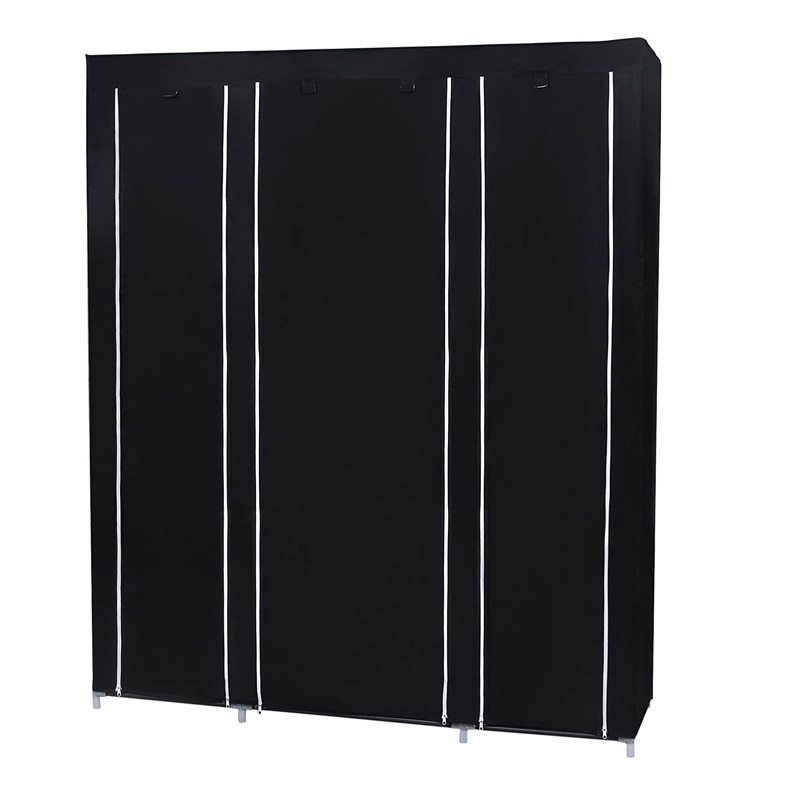 Φορητή Υφασμάτινη Ντουλάπα με Μεταλλικό Σκελετό 175 x 150 x 45 cm Χρώματος Μαύρο Songmics LSF03H