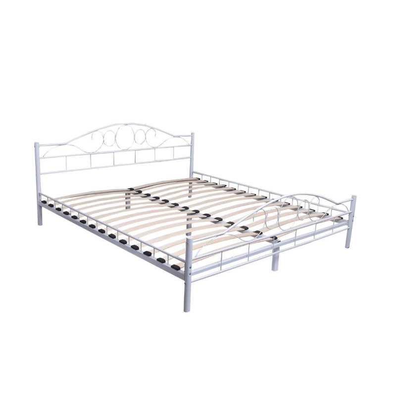 Διπλό Μεταλλικό Κρεβάτι 160 x 200 cm Χρώματος Λευκό Hoppline HOP1000897-2