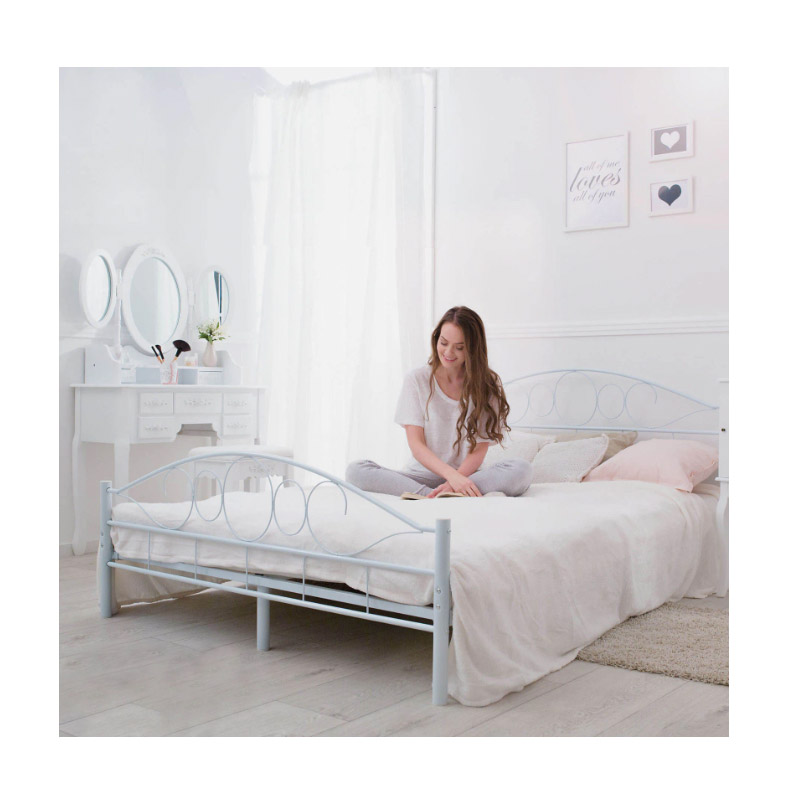 Διπλό Μεταλλικό Κρεβάτι 160 x 200 cm Χρώματος Λευκό Hoppline HOP1000897-2