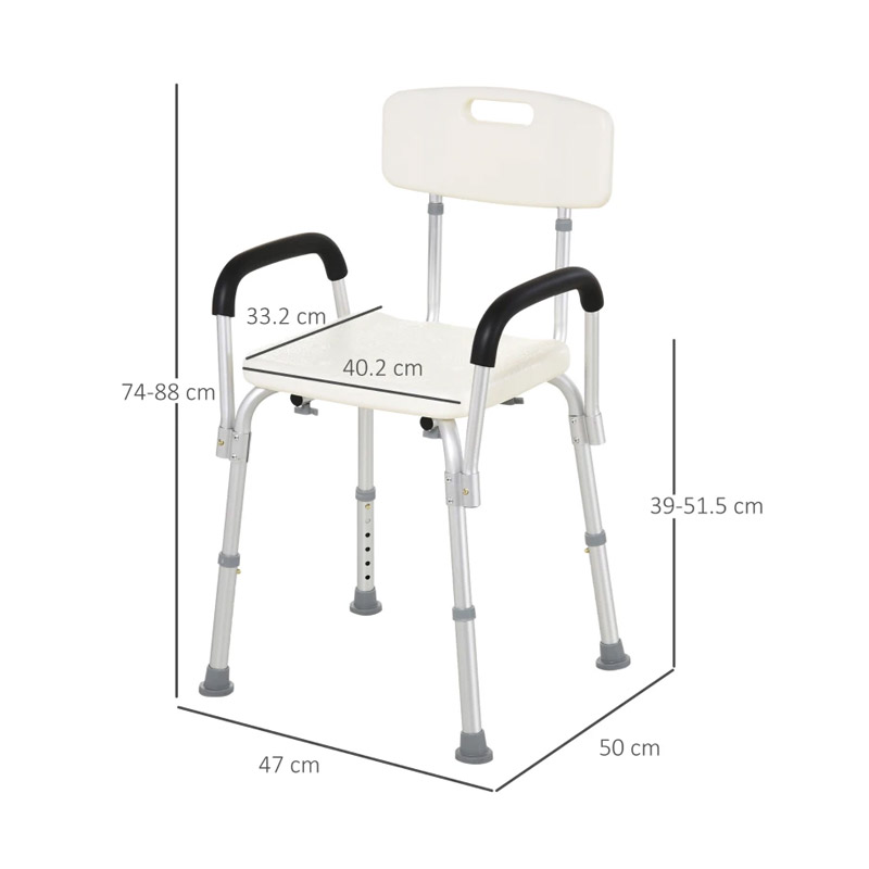 Αντιολισθητική Καρέκλα Μπάνιου με Ρυθμιζόμενο Ύψος HOMCOM 72-0007