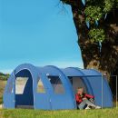 Σκηνή Camping Outsunny 5-6 ατόμων με 2 πόρτες, παράθυρα και τσέπες αποθήκευσης, 475x315x215 cm, μπλε