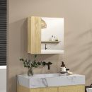 kleankin Ντουλάπι μπάνιου με καθρέφτη και 4 εσωτερικά ράφια, μοριοσανίδα, 60x15x60cm, χρώμα ξύλου