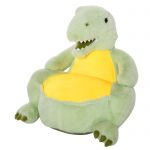 Παιδική πολυθρόνα HOMCOM βελούδινη αντιολισθητική σε σχήμα δεινοσαύρου - Πράσινο / Κίτρινο