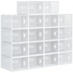 Αρθρωτό ντουλάπι παπουτσιών HOMCOM που εξοικονομεί χώρο, 18 κύβοι 28x36x21 cm σε πλαστικό PP, λευκό