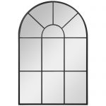 HOMCOM Μοντέρνος Επιτοίχιος και Τοξοειδής Καθρέφτης 91x60 cm για Υπνοδωμάτιο και Σαλόνι, Μαύρο Μεταλλικό και Γυαλί