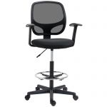 Καρέκλα γραφείου Vinsetto με ρυθμιζόμενο ύψος με μπράτσα, ρόδες και επενδυμένο κάθισμα, 60x56x110-132 cm, Μαύρο