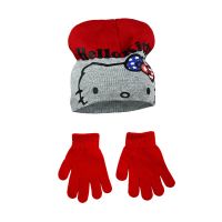 Βρεφικό Σετ Σκουφάκι και Γάντια Χρώματος Κόκκινο Hello Kitty Disney NH4326