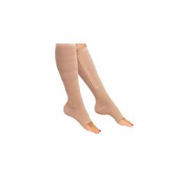 Ελαστικές Κάλτσες Συμπίεσης Κάτω Γόνατος Με Φερμουάρ Ανοιχτού Τύπου Χρώματος Μπεζ NUDE comp socks