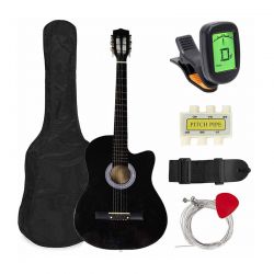 Ακουστική Κιθάρα με Κουρδιστήρι-Tuner Χρώματος Μαύρο Hoppline HOP1000982-1