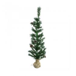 Χριστουγεννιάτικο Δέντρο 90 cm με Κουκουνάρια και Βάση Λινάτσα MWS17662