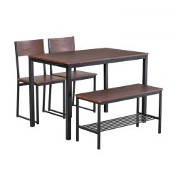 Σετ Μεταλλικό Ορθογώνιο Τραπέζι 110 x 70 x 76 cm με 2 Καρέκλες και 1 Πάγκο HOMCOM 835-371