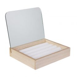 Ξύλινη Κοσμηματοθήκη για Δαχτυλίδια με Καθρέπτη 15 x 14.2 x 13 cm Home Deco Factory HD2302