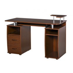 Ξύλινο Γραφείο με Θέση για Υπολογιστή και Πληκτρολόγιο 120 x 55 x 85 cm Χρώματος Σκούρο Καφέ HOMCOM 920-011V01