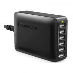Σταθμός Φόρτισης iSmart 2.0 με 6 Θύρες USB-A 60 W Χρώματος Μαύρο RAVPower RP-PC028 Black