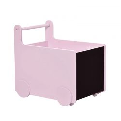 Τροχήλατο Ξύλινο Παιδικό Κουτί Αποθήκευσης με Μαυροπίνακες 35 x 47 x 45.5 cm Χρώματος Ροζ HOMCOM 311-033PK