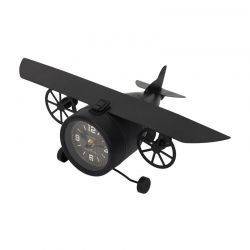 Μεταλλικό Επιτραπέζιο Ρολόι Vintage Αεροπλάνο 17 x 26 x 47 cm Home Deco Factory HD1910