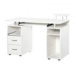 Ξύλινο Γραφείο με Θέση για Υπολογιστή και Πληκτρολόγιο 120 x 55 x 85 cm Χρώματος Λευκό HOMCOM 920-011V01WT