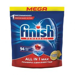 Απορρυπαντικό Πλυντηρίου Πιάτων Finish All In 1 Max Λεμόνι 94 Ταμπλέτες Fin-Lem-94