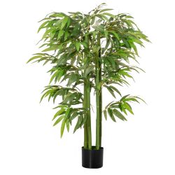 HOMCOM Fake φυτό μπαμπού σε Βάζο 140cm για εσωτερικούς και εξωτερικούς χώρους, Μπαμπού; Τεχνητό και ρεαλιστικό με 336 φύλλα