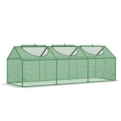 Outsunny Mini Garden Greenhouse με 3 κυλιόμενα παράθυρα και κάλυμμα PE Anti-UV, 180x60x60cm, Πράσινο