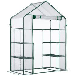 Outsunny Garden Greenhouse σε Αδιάβροχο και Anti UV PE με εξαρτήματα τοποθέτησης, 142x73x195cm - Πράσινο