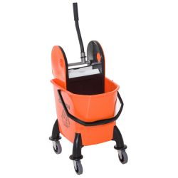 Homcom Professional Cleaning Cart with αφαιρούμενο Wringer και ρόδες, πορτοκαλί