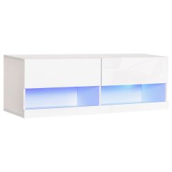 Κρεμαστό ξύλινο έπιπλο τηλεόρασης HOMCOM με φώτα LED 20 χρωμάτων για τηλεόραση Max. 42 ", λευκό γυαλιστερό