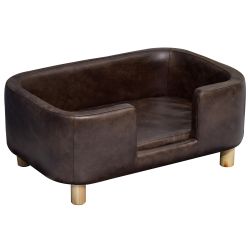 PawHut καναπές-κρεβάτι για σκύλους μικρού και μεσαίου μεγέθους σε ξύλινο και σκούρο καφέ αφρό 74x48,5x31cm