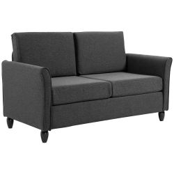 Διθέσιος καναπές Homcom με επένδυση με σκούρο γκρι λινό κάλυμμα 141 x 65 x 78 cm