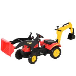 HOMCOM Toy Truck with Pedals, Ride-on Excavator για Παιδιά με Φτυάρια και Τιμόνι, 179x42x59cm Πολύχρωμο