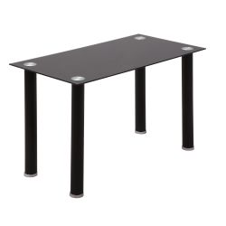 Τραπέζι HOMCOM Ορθογώνιο με μεταλλική κατασκευή και κάλυμμα από tempered glass - μαύρο