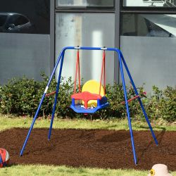 Μεταλλική παιδική κούνια Outsunny και παιδικό κάθισμα με ζώνη ασφαλείας