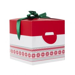 Αναδιπλούμενο Χάρτινο Χριστουγεννιάτικο Κουτί Δώρου 13 x 13 x 13 cm Χρώματος Κόκκινο Party Time DI9066