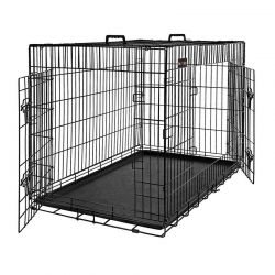 Αναδιπλούμενο Μεταλλικό Κλουβί Σκύλου με 2 Πόρτες 92.5 x 57.5 x 64 cm Feandrea PPD36BK