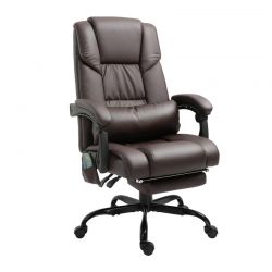 Καρέκλα Γραφείου Μασάζ 6 Σημείων με Υποπόδιο Χρώματος Σκούρο Καφέ Vinsetto 921-275BN