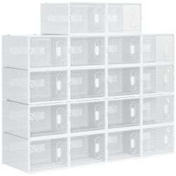 Αρθρωτό ντουλάπι παπουτσιών HOMCOM που εξοικονομεί χώρο, 18 κύβοι 28x36x21 cm σε πλαστικό PP, λευκό