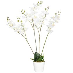 HOMCOM Fake Orchid σε Γλαστράκι 75cm ύψους για εσωτερικούς και εξωτερικούς χώρους, Λευκό