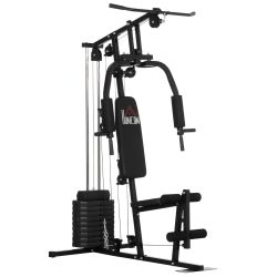 HOMCOM Fitness Station με βάρη 45kg για οικιακή και επαγγελματική προπόνηση, Πολυλειτουργικό Steel Gym, 135x103x210cm, Μαύρο