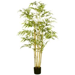 HOMCOM Τεχνητό μπαμπού σε γλάστρα 150 cm ύψος, Διακοσμητικό ψεύτικο φυτό για εσωτερικούς και εξωτερικούς χώρους, πράσινο