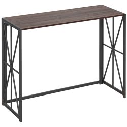 Τραπέζι κονσόλας διαδρόμου HOMCOM Πτυσσόμενο Industrial Style σε ξύλο και μέταλλο, 100x38x80cm, καφέ