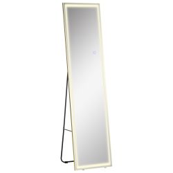 Καθρέφτης δαπέδου και τοίχου HOMCOM με ρυθμιζόμενο φως LED και τηλεχειριστήριο, 40x37x156,5 cm