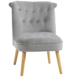 HOMCOM Μοντέρνα καρέκλα σαλονιού και τραπεζαρίας με επενδυμένο κάθισμα και βελούδινο ύφασμα, 60x66x79 cm, γκρι