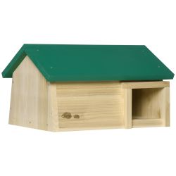 PawHut Outdoor Fire Wood Hedgehog House for Sleep and Eating, 47x34,2x27cm, Χρώμα ξύλου και Πράσινο