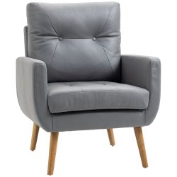 HOMCOM Μοντέρνα Καρέκλα για Σαλόνι και Υπνοδωμάτιο με Επενδυμένο Κάθισμα και Ύφασμα Microfiber, 72x73x94 cm, Γκρι