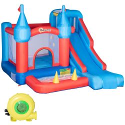 Outsunny Bouncy Castle για παιδιά με τσουλήθρα, τραμπολίνο, πισίνα και τοίχο αναρρίχησης, 333x280x210 cm