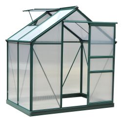 Outsunny Polycarbonate Garden Garden Anti UV 190x132x201cm, Φυτικό Θερμοκήπιο με σκελετό αλουμινίου, παράθυρο και συρόμενη πόρτα