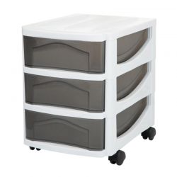 Τροχήλατη Πλαστική Συρταριέρα Γραφείου με 3 Συρτάρια 30 x 40 x 40 cm Χρώματος Λευκό Bama 99008A