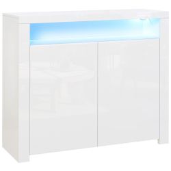 Ντουλάπι πολλαπλών χρήσεων HOMCOM για εξοικονόμηση χώρου για είσοδο, σαλόνι ή μπάνιο σε λευκό ξύλο, με έγχρωμα φώτα LED, 107x35x97cm