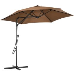Outsunny Metal and Polyester Garden Parasol 6 Ribs with Cross Base, Ø295x245 cm, Καφέ